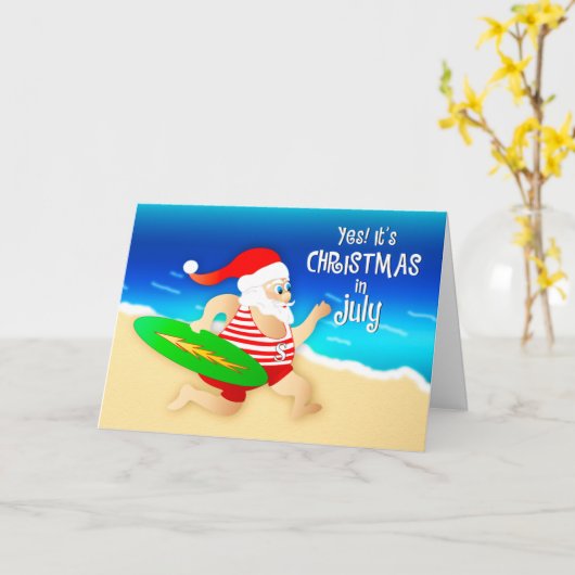 Kerstmis in juli  Sinterpak Surfing Kaart (Gele Bloem)