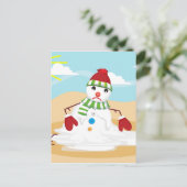 Kerstmis in juli sneeuwman feestdagenkaart (Staand voorkant)
