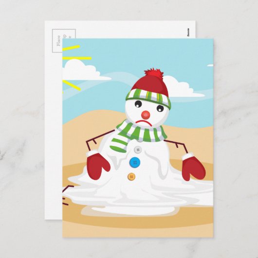 Kerstmis in juli sneeuwman feestdagenkaart (Voorkant / Achterkant)