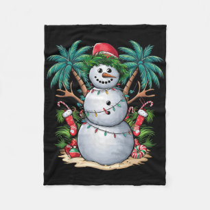 Kerstmis in juli Sneeuwman Zomer Palmboom Tropisch Fleece Deken
