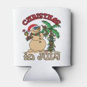 Kerstmis in juli Snowman Sand Beach Blikjeskoeler (Achterkant)