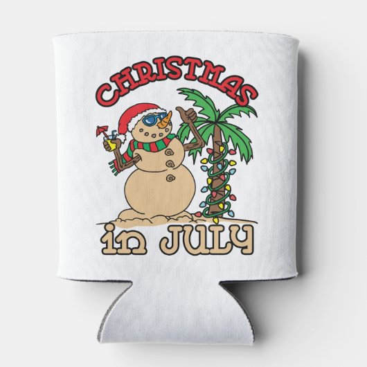 Kerstmis in juli Snowman Sand Beach Blikjeskoeler (Achterkant)