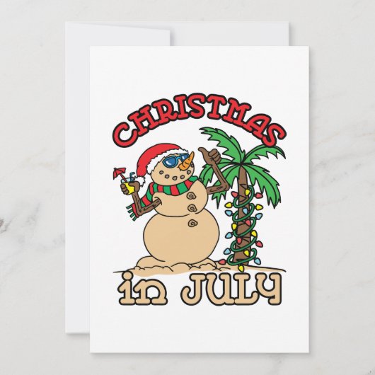 Kerstmis in juli Snowman Sand Beach Feestdagenkaart (Voorkant)