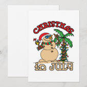Kerstmis in juli Snowman Sand Beach Feestdagenkaart (Voorkant / Achterkant)