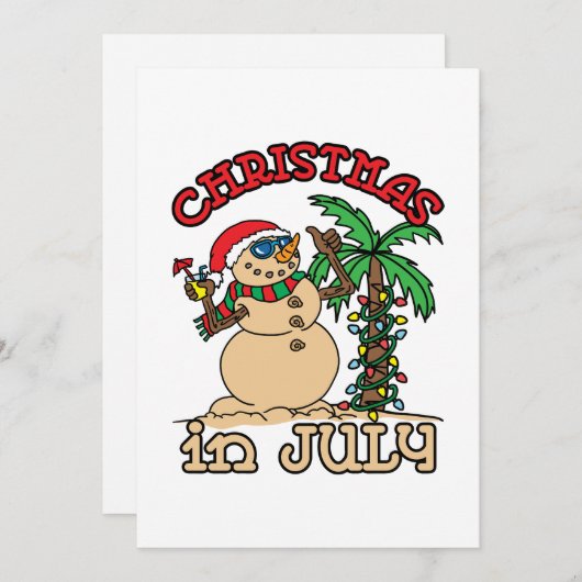 Kerstmis in juli Snowman Sand Beach Feestdagenkaart (Voorkant / Achterkant)