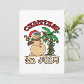 Kerstmis in juli Snowman Sand Beach Feestdagenkaart (Staand voorkant)
