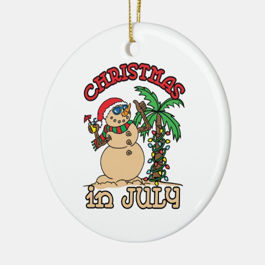 Kerstmis in juli Snowman Sand Beach Keramisch Ornament (Links)