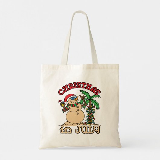Kerstmis in juli Snowman Sand Beach Tote Bag (Achterkant)