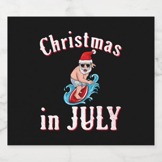 Kerstmis in juli sparkling wijnetiket (Enkel label)