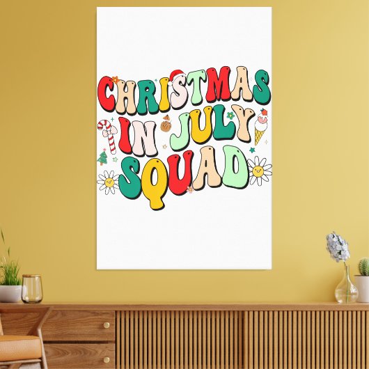 Kerstmis in juli Squad Grappige Zomer Xmas Beach V Canvas Afdruk (Insitu (Woonkamer))