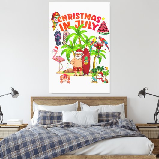 Kerstmis in juli Squad Santa en vrienden Kerstmis  Canvas Afdruk (Insitu (Slaapkamer))