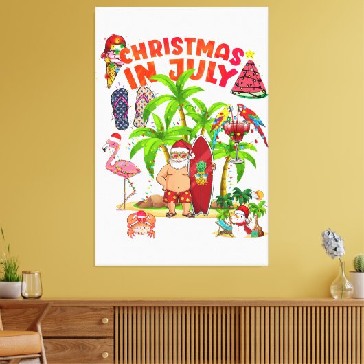 Kerstmis in juli Squad Santa en vrienden Kerstmis  Canvas Afdruk (Insitu (Woonkamer))