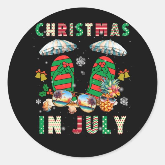 Kerstmis in juli Squad Zomer Vakantie Xmas Flip Ronde Sticker (Voorkant)