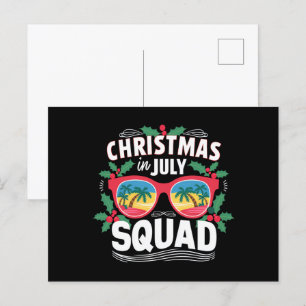 Kerstmis in juli squad zonnebril zomer strand briefkaart