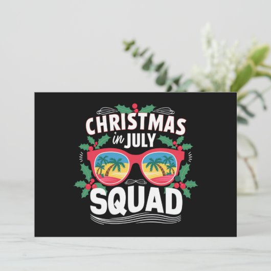 Kerstmis in juli squad zonnebril zomer strand kaart (Staand voorkant)