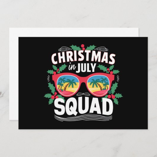 Kerstmis in juli squad zonnebril zomer strand kaart (Voorkant / Achterkant)
