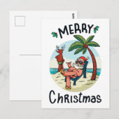 Kerstmis in juli Square Sticker Briefkaart (Voorkant / Achterkant)