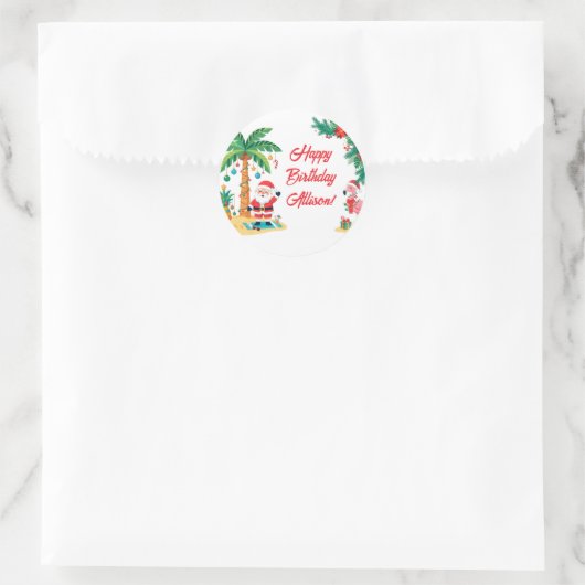 Kerstmis in juli-sticker ronde sticker (Tas)
