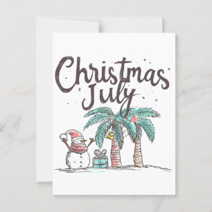 Kerstmis in juli strand sneeuwman palmboom zomer briefkaart