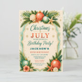 Kerstmis in juli strand verjaardag kaart (Staand voorkant)