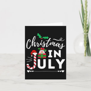 Kerstmis in juli strand zomer kerstman hoed cadeau kaart