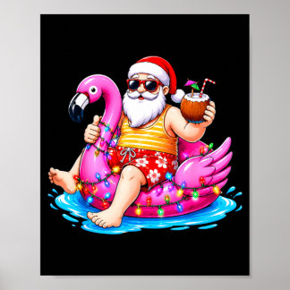 Kerstmis in juli strand zomer kerstman jongens her poster