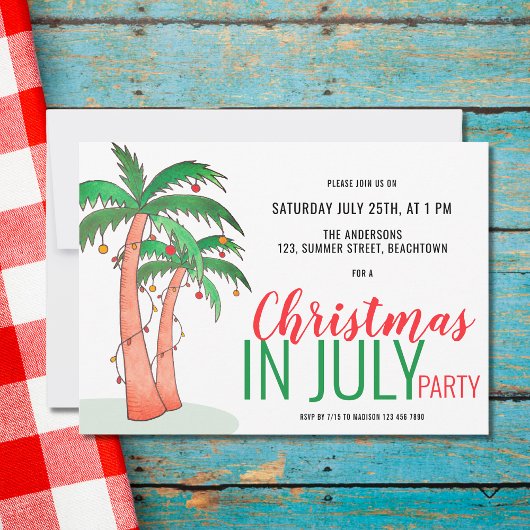 Kerstmis in juli Summer Party Kaart