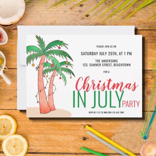 Kerstmis in juli Summer Party Kaart