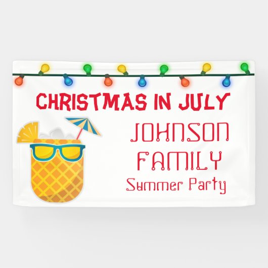 Kerstmis in juli Summer Party Spandoek (Horizontaal)
