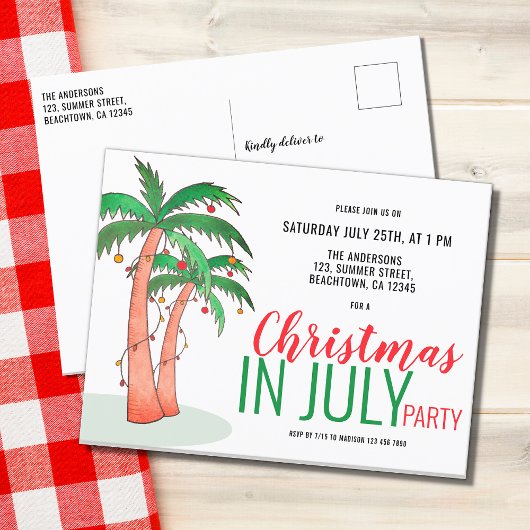 Kerstmis in juli Summer Party Uitnodiging Briefkaart