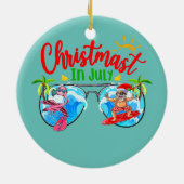 Kerstmis in juli Sunbril Santa Surfer Summer Keramisch Ornament (Achterkant)