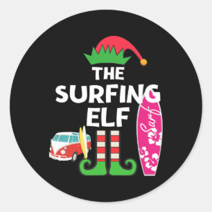Kerstmis In Juli Surf Elf Zomer Strand Vakantie Ronde Sticker