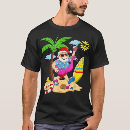 Kerstmis in juli Surf Hawaiian Summer Santa T-shirt (Voorkant)