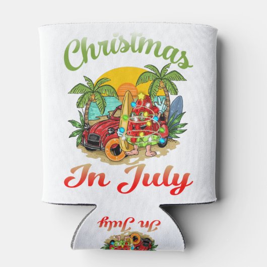 Kerstmis in juli Surfen Zomer Watermeloen Blikjeskoeler (Achterkant)