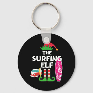 Kerstmis in juli Surfende Elf Zomer Strand Vakanti Sleutelhanger