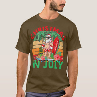 Kerstmis in juli Surfende Funny Santa Summer Beach T-shirt