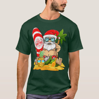 Kerstmis in juli Surfende Funny Santa Summer Beach T-shirt
