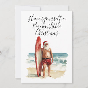 Kerstmis in juli Surfende Kerstman - Kerstkaart
