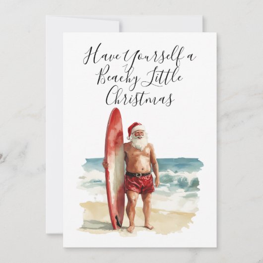 Kerstmis in juli Surfende Kerstman - Kerstkaart (Voorkant)