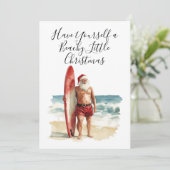 Kerstmis in juli Surfende Kerstman - Kerstkaart (Staand voorkant)