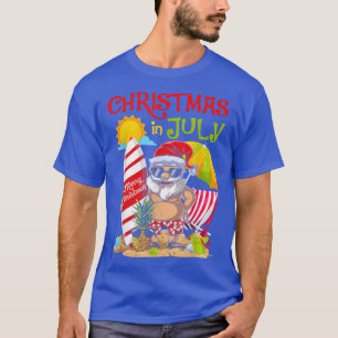 Kerstmis in juli Surfende Santa Summer Beach Vacat T-shirt