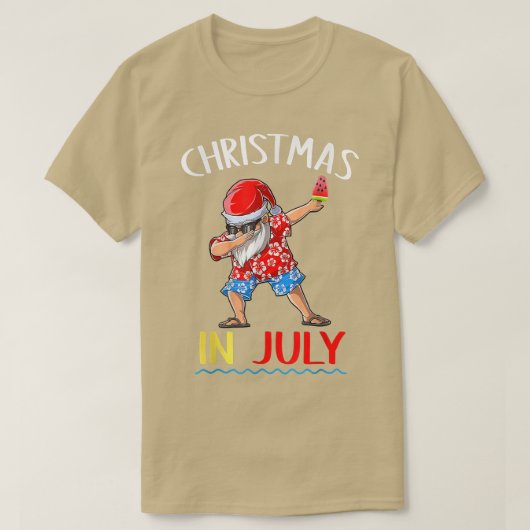 Kerstmis in juli T-shirt Funny Dabbing Santa Summe (Design voorkant)