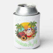 Kerstmis in juli T-shirt Funny Santa Summer Beach Blikjeskoeler (Blikje Voorkant)