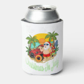 Kerstmis in juli T-shirt Funny Santa Summer Beach Blikjeskoeler (Blikje Achterkant)