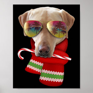 Kerstmis In Juli T-shirt Gele Lab Zonnebril Hond L Poster