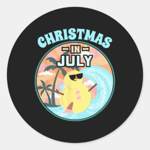 Kerstmis In Juli T-shirt Strand Zomer Vakantie T-s Ronde Sticker