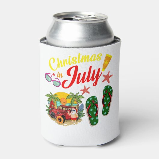 Kerstmis in juli t Shirt Summer Beach Vacking Blikjeskoeler (Blikje Voorkant)