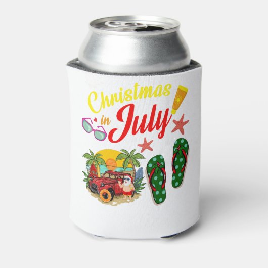 Kerstmis in juli t Shirt Summer Beach Vacking Blikjeskoeler (Blikje Achterkant)