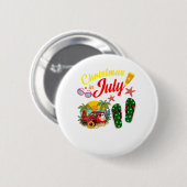 Kerstmis in juli t Shirt Summer Beach Vacking Ronde Button 5,7 Cm (Voorkant /achterkant)