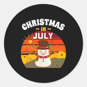 Kerstmis In Juli T-shirt Zomer Vakantie Kerstmis Ronde Sticker